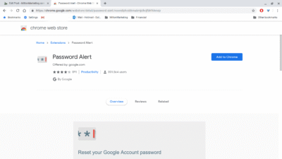 Password Alert Offered by: google.com