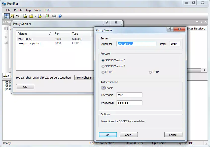 Proxifier proxy settings