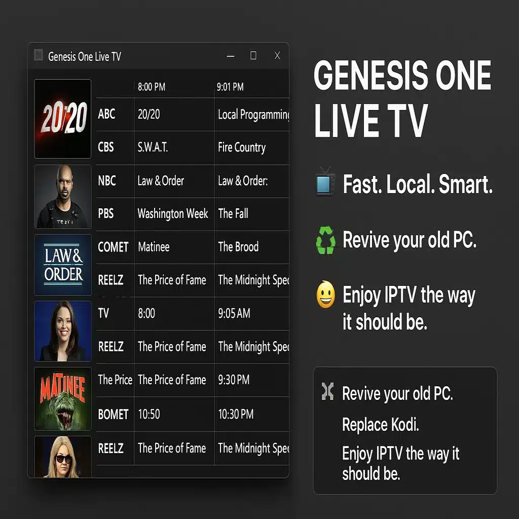 Genesis One Live TV Windows Version VB.NET